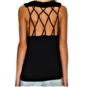 Bobi Los Angeles Black Tank with Laced Cord Back